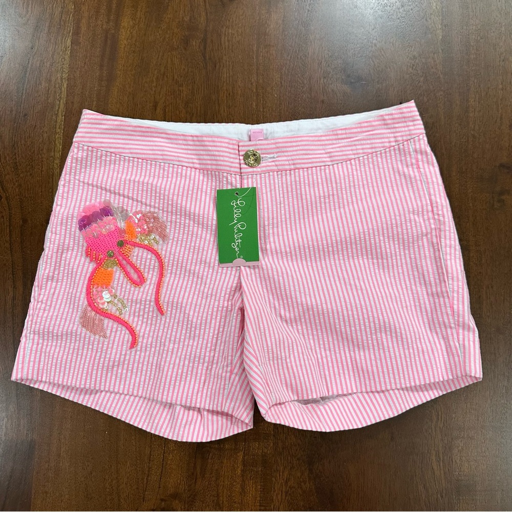 New! Lilly Pulitzer Callahan Party Shorts Size 0 Lobster Beaded Summer Preppy